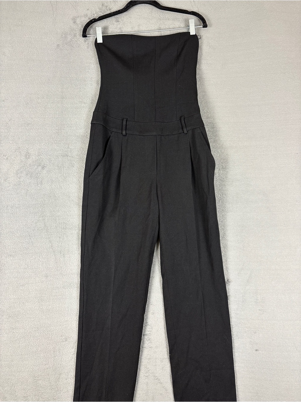 Theory Black Strapless Tailored Jumpsuit